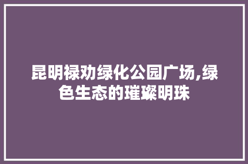 昆明禄劝绿化公园广场,绿色生态的璀璨明珠