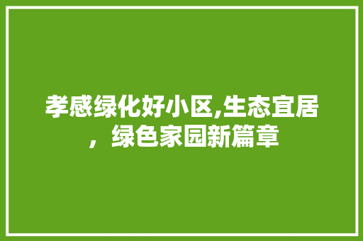 孝感绿化好小区,生态宜居，绿色家园新篇章