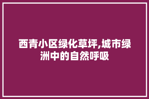西青小区绿化草坪,城市绿洲中的自然呼吸