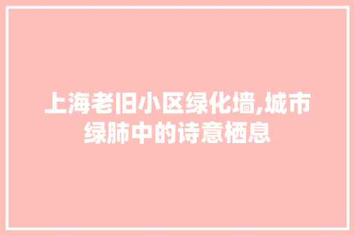 上海老旧小区绿化墙,城市绿肺中的诗意栖息