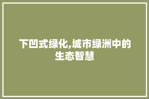下凹式绿化,城市绿洲中的生态智慧
