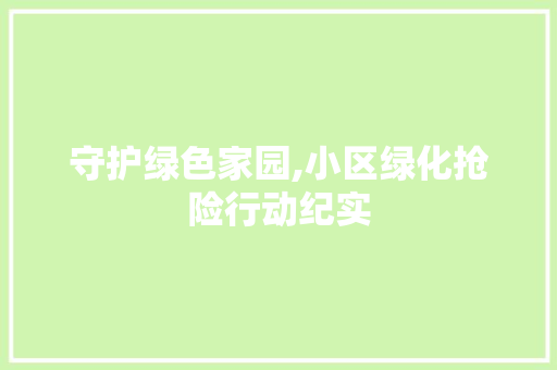 守护绿色家园,小区绿化抢险行动纪实