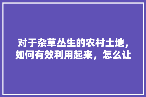 对于杂草丛生的农村土地，如何有效利用起来，怎么让鱼塘变绿化苗类呢视频。