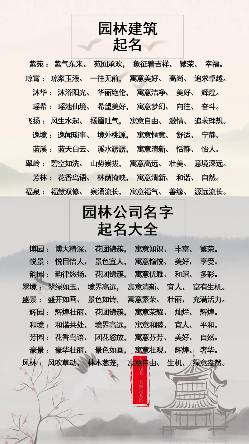 很好听的园林名字，或者景观名字，绿化工程类公司起名大全。