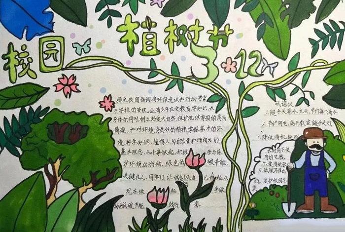 弘扬生态文明共建美好校园手抄报内容，绿化类手抄报图片。